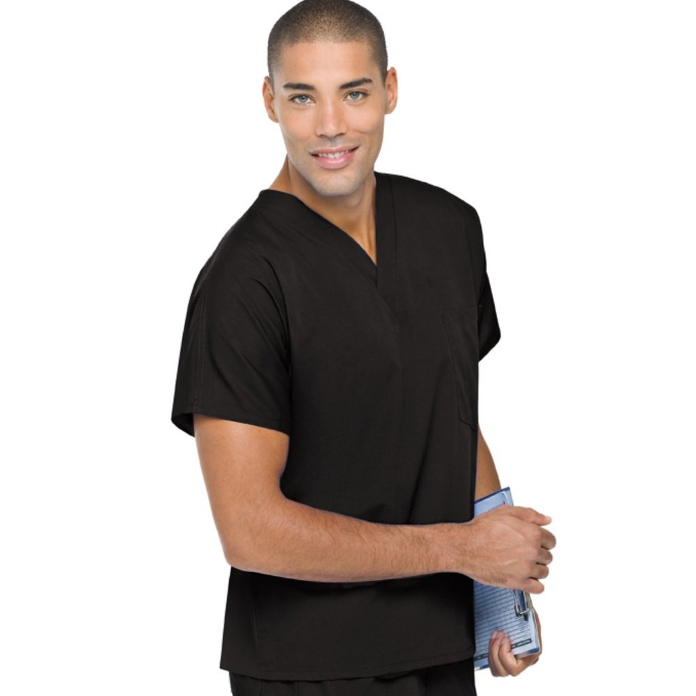 ScrubZone Unisex Black V-Neck Scrub Top